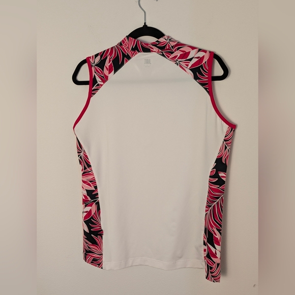 Tail Women's Novelist Floral Sleeveless Too Ladies Sz L Golf 1/4 Zip White EUC - Picture 6 of 13